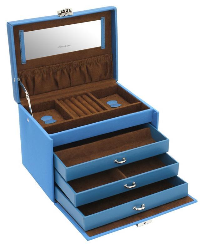 Schmuckkoffer Friedrich23 Baccara blau Strassblume Mikrofaser