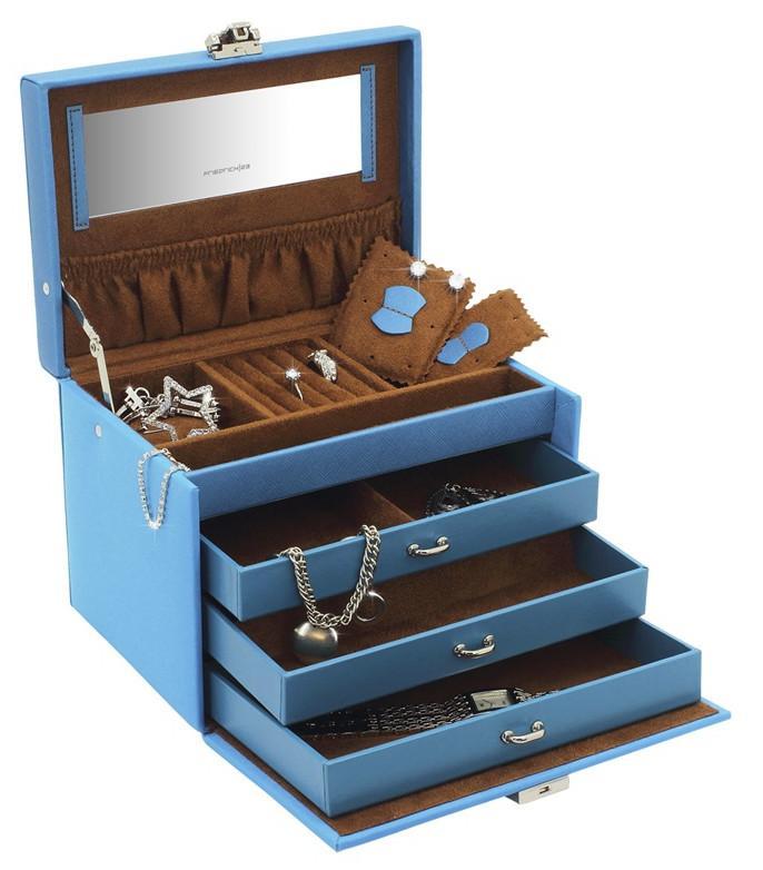 Schmuckkoffer Friedrich23 Baccara blau Strassblume Mikrofaser
