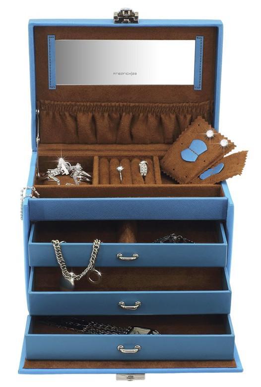 Schmuckkoffer Friedrich23 Baccara blau Strassblume Mikrofaser