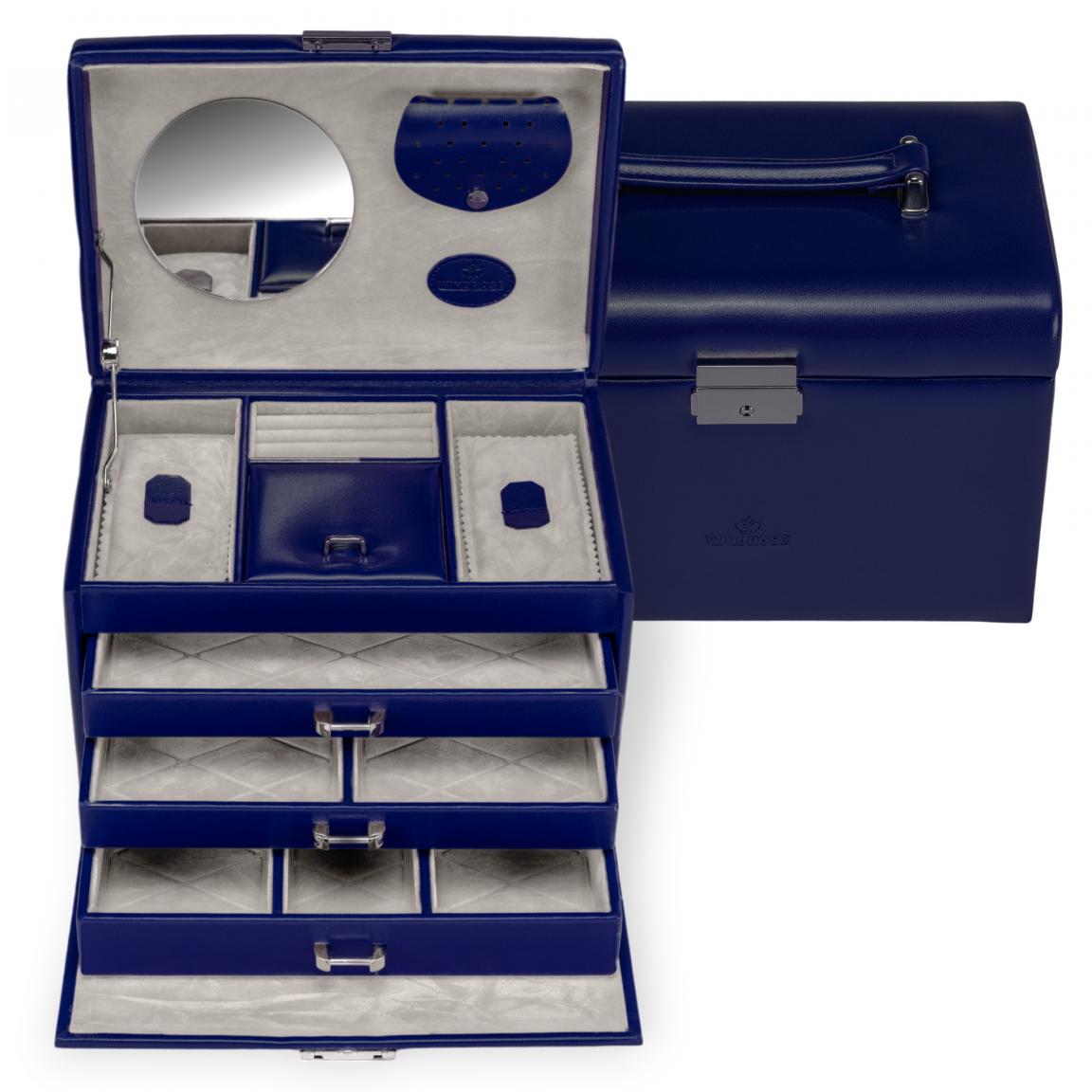 Schmuckkoffer Windrose Merino Moda dunkelblau verschließbar