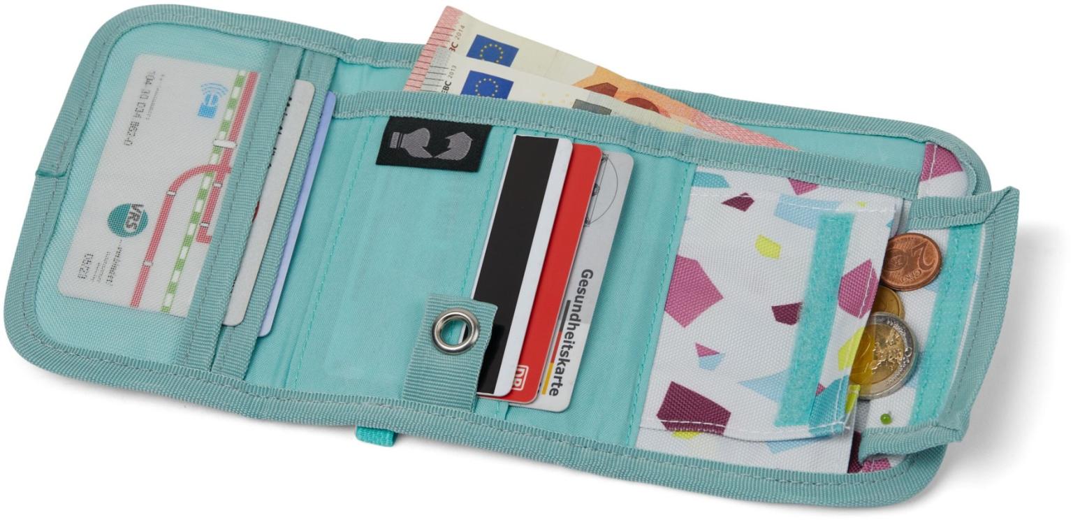 Schülerportemonnaie Satch Wallet Dreamy Mosaic bunter Print hellblau