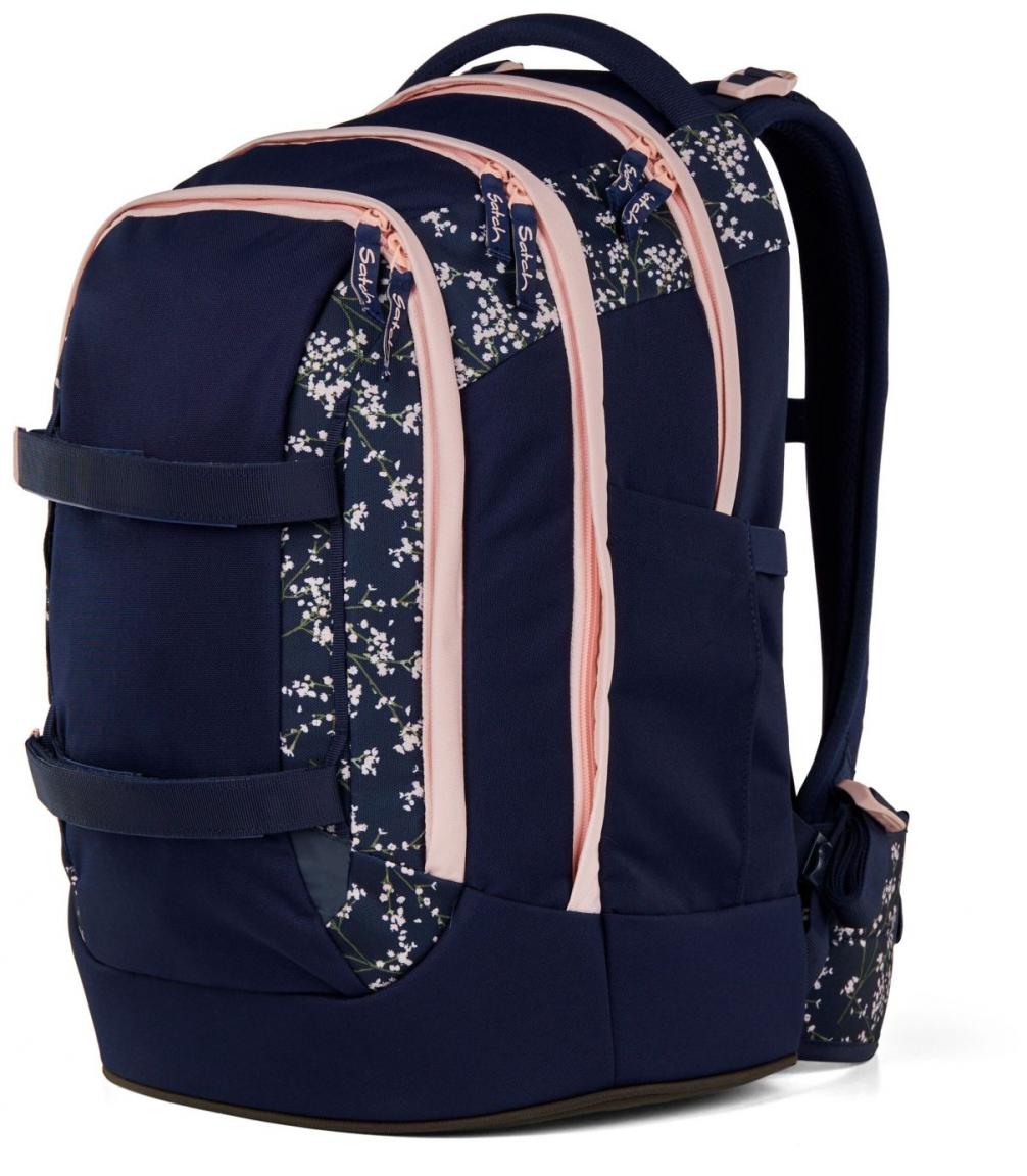 Schülerset Satch Pack Turnbeutel Schüttelpennal Schulrucksack Bloomy Breeze dunkelblau rosa Blumen