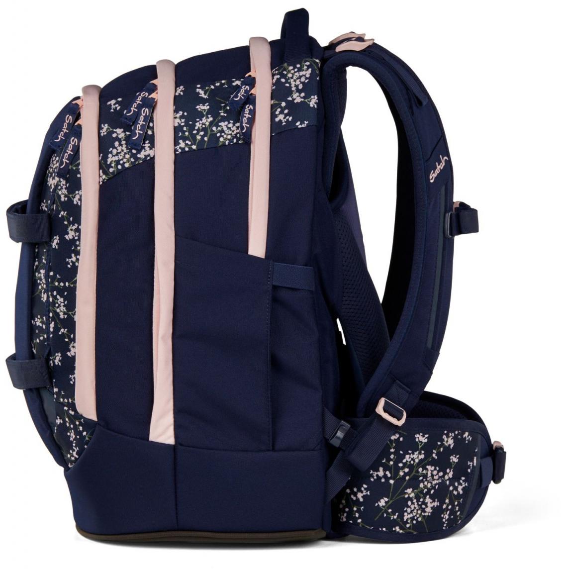 Schülerset Satch Pack Turnbeutel Schüttelpennal Schulrucksack Bloomy Breeze dunkelblau rosa Blumen