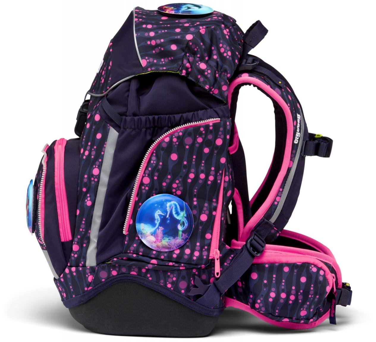 Schulranzenset 6-teilig violett neonpink Ergobag Pack Bärmuda Viereck
