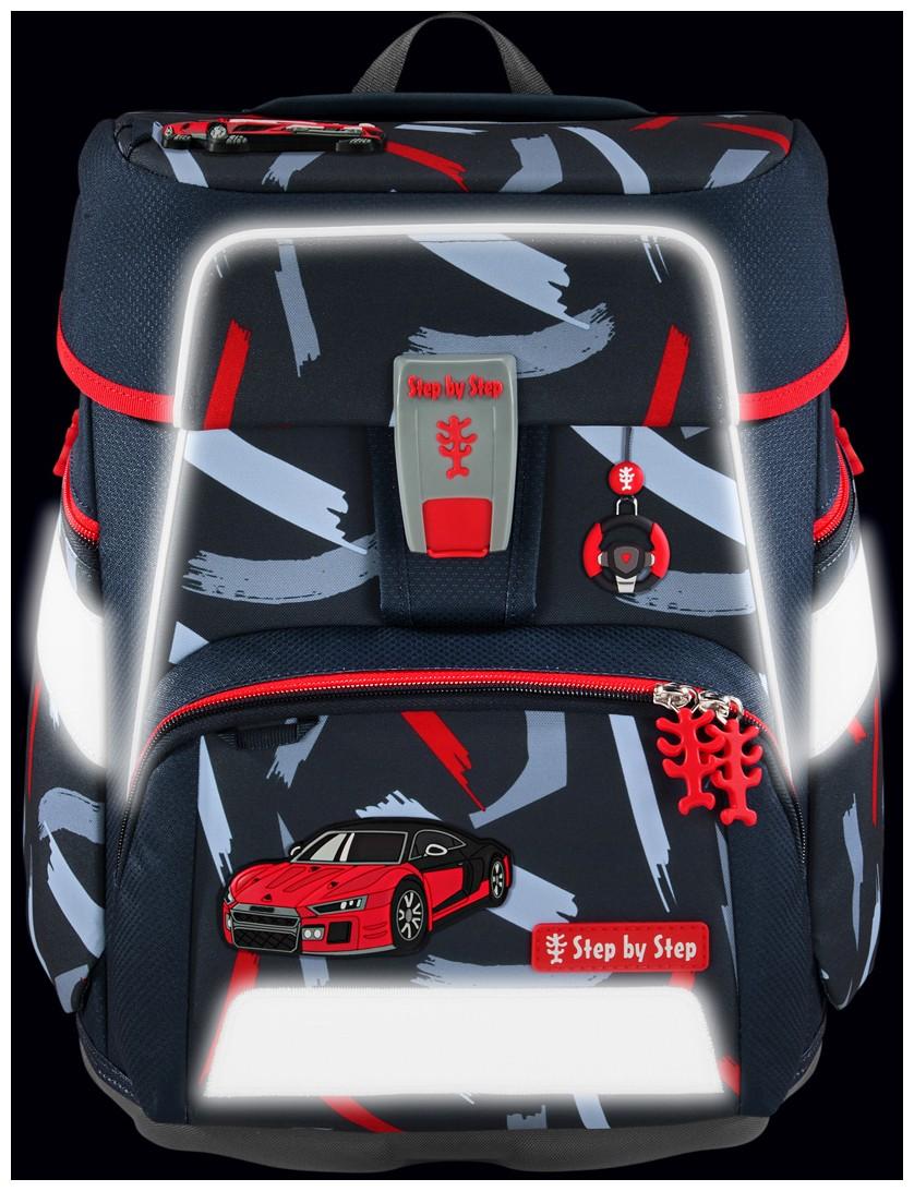 Schulrucksack Komplettset grau rot Auto Step by Step Sports Car Mick