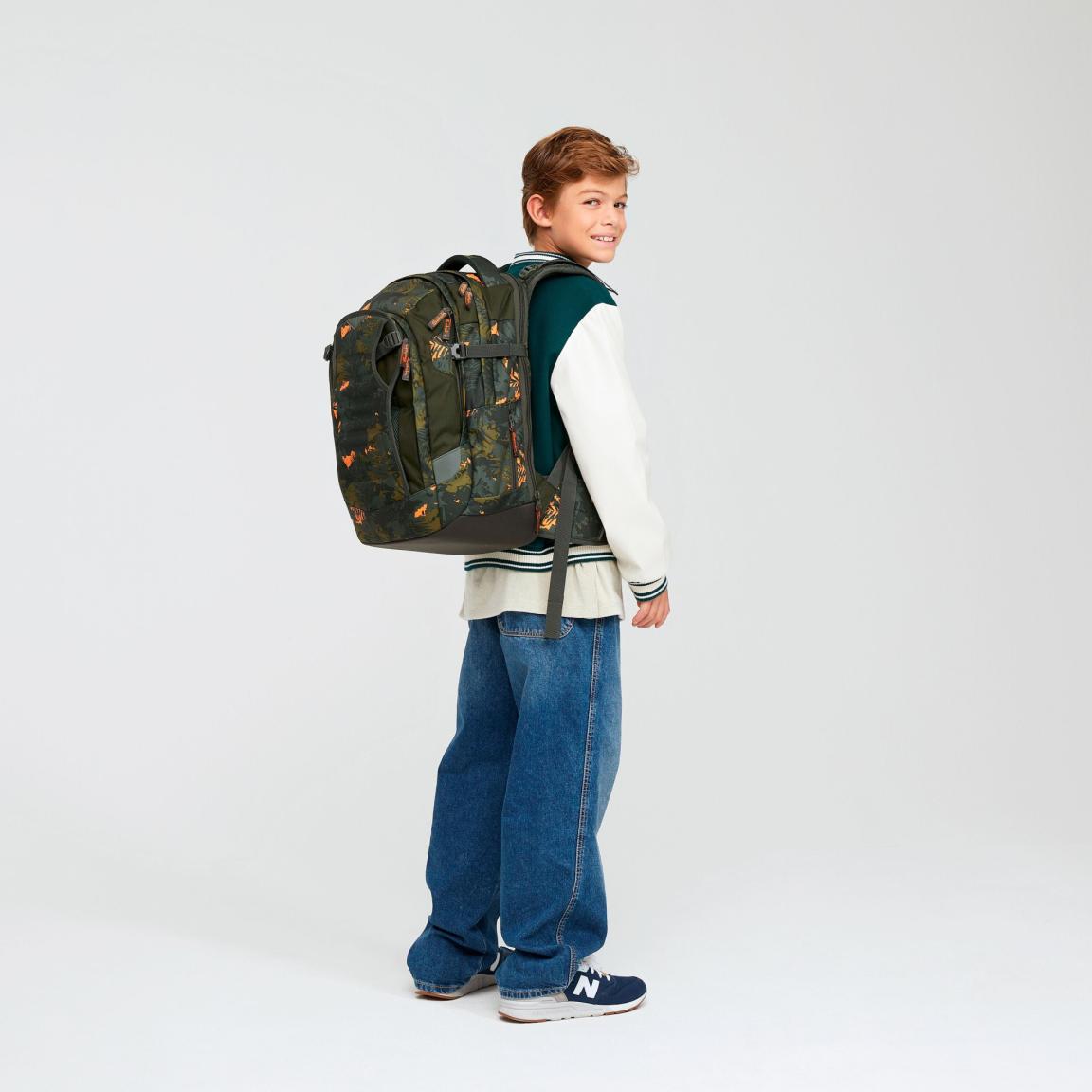 Schulrucksack Satch match Jurassic Jungle dunkelgrün verstellbar