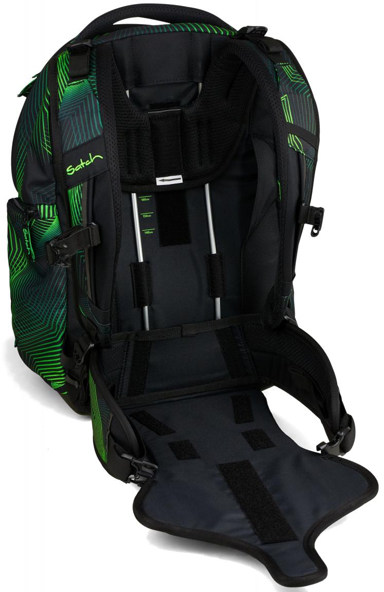 Schulrucksack Seismic Green individuell Satch Match grün schwarz recycelt