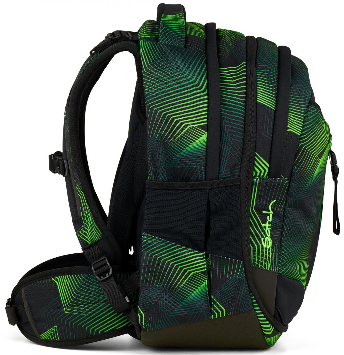Schulrucksack Seismic Green individuell Satch Match grün schwarz recycelt