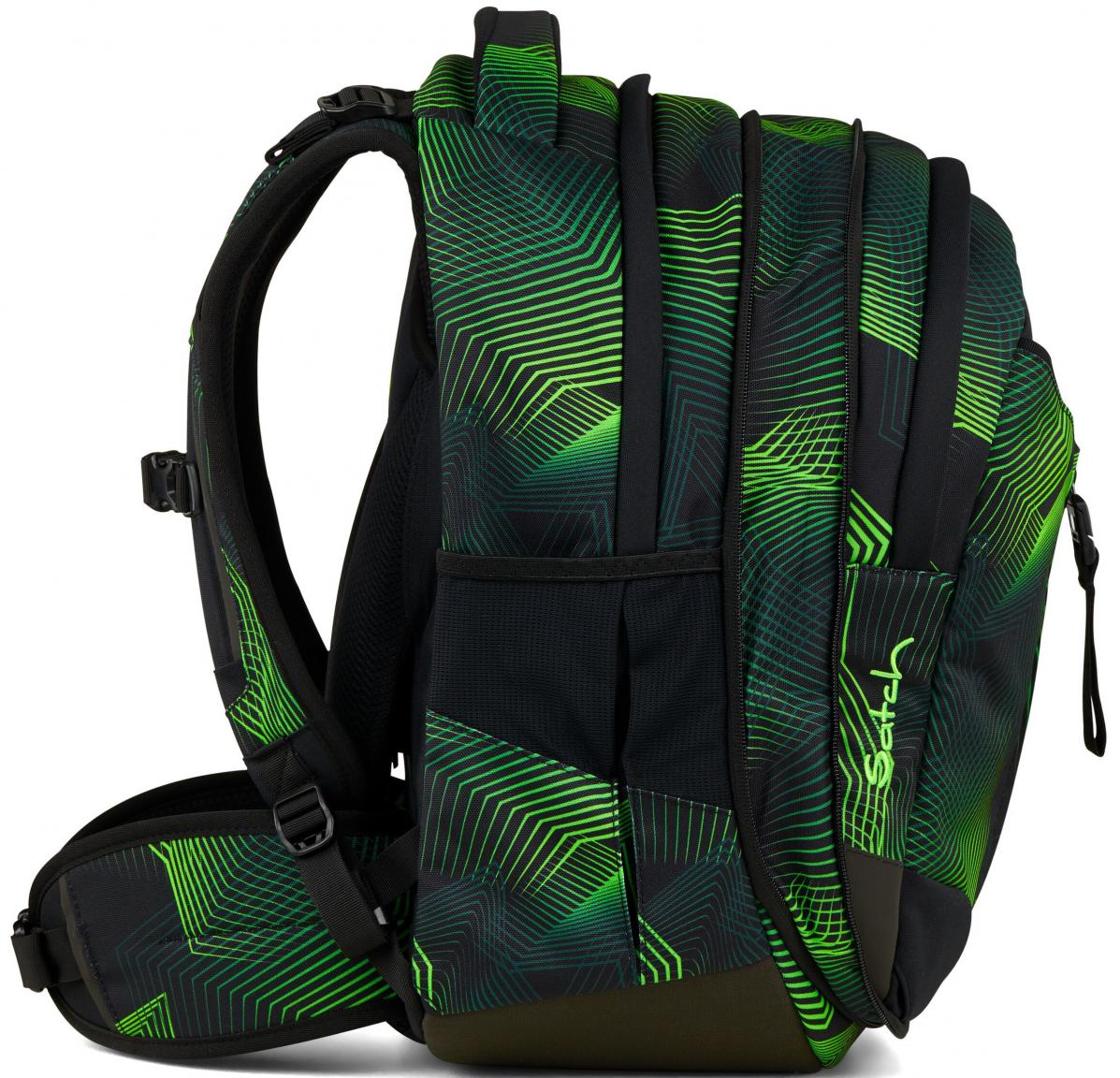 Schulrucksack Seismic Green individuell Satch Match grün schwarz recycelt