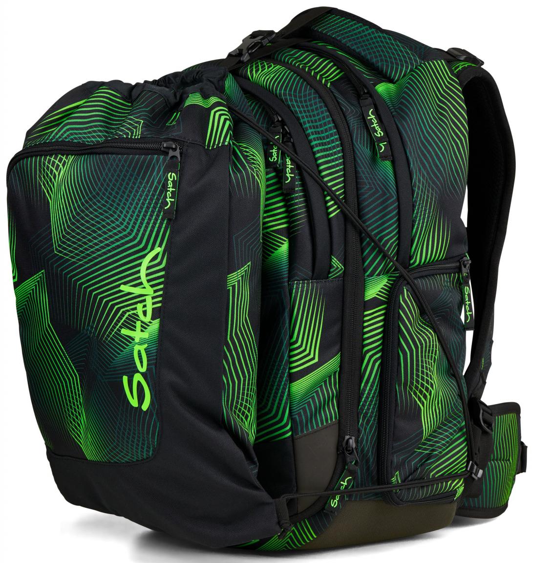 Schulrucksack Seismic Green individuell Satch Match grün schwarz recycelt