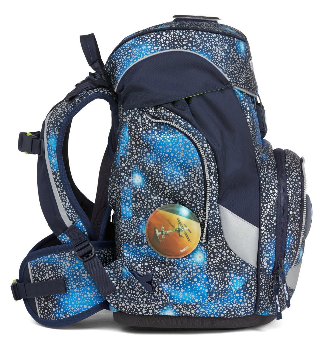 Schulrucksackset reflektierender Print ergobag pack Weltall blau Astronaut