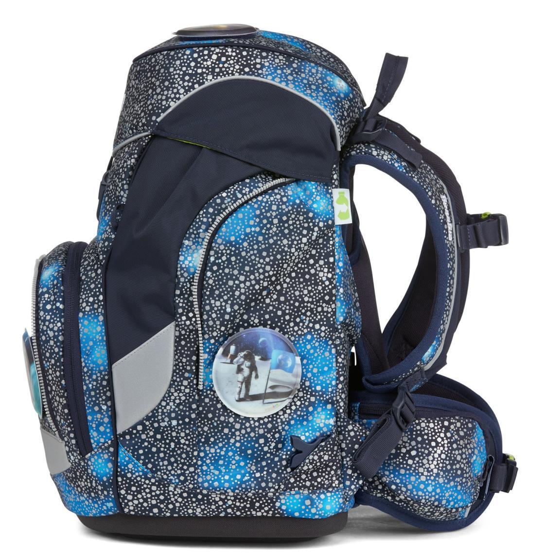 Schulrucksackset reflektierender Print ergobag pack Weltall blau Astronaut