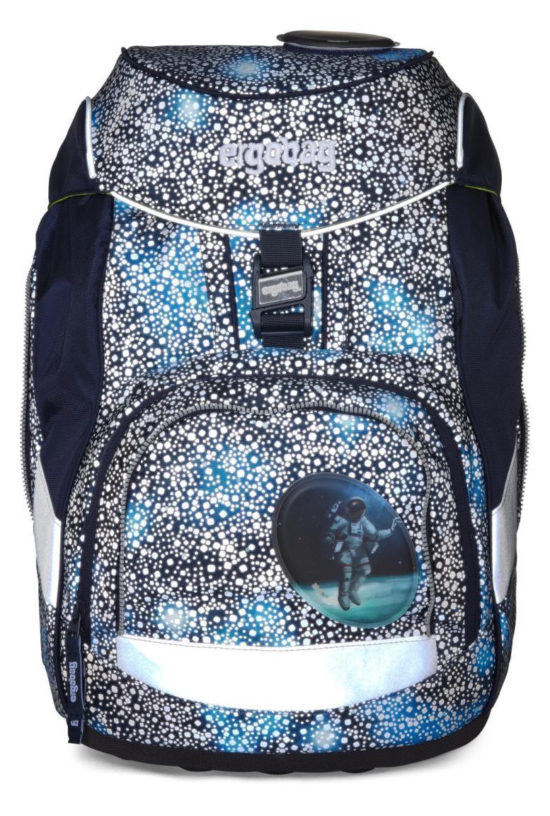 Schulrucksackset reflektierender Print ergobag pack Weltall blau Astronaut