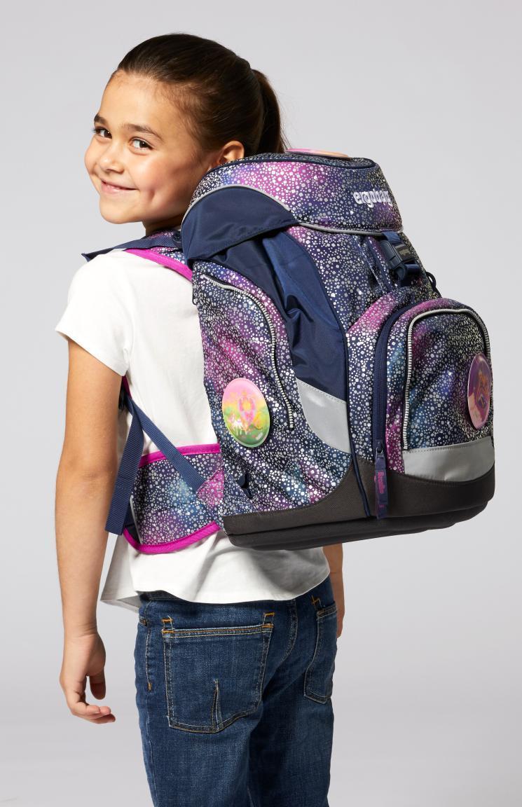 Schulrucksackset reflektierender Print ergobag pack Weltall blau Astronaut