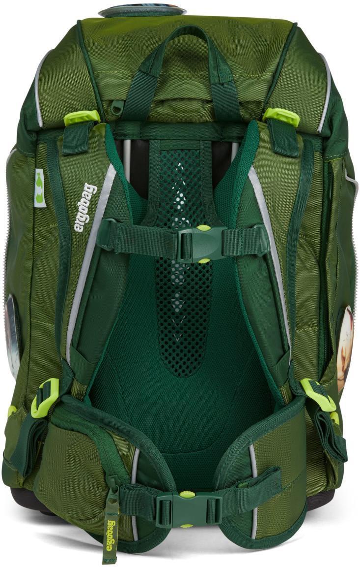 Schulrucksackset schimmernd grün Dschungel ergobag pack Grüne MamBär Shiny Edition
