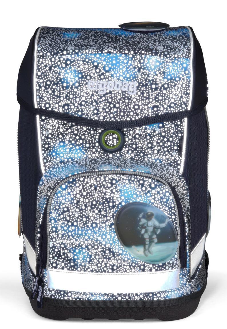 Schulrucksacktset ergobag cubo Weltall reflektieren dunkelblau Schüttelpennal Sportbeutel