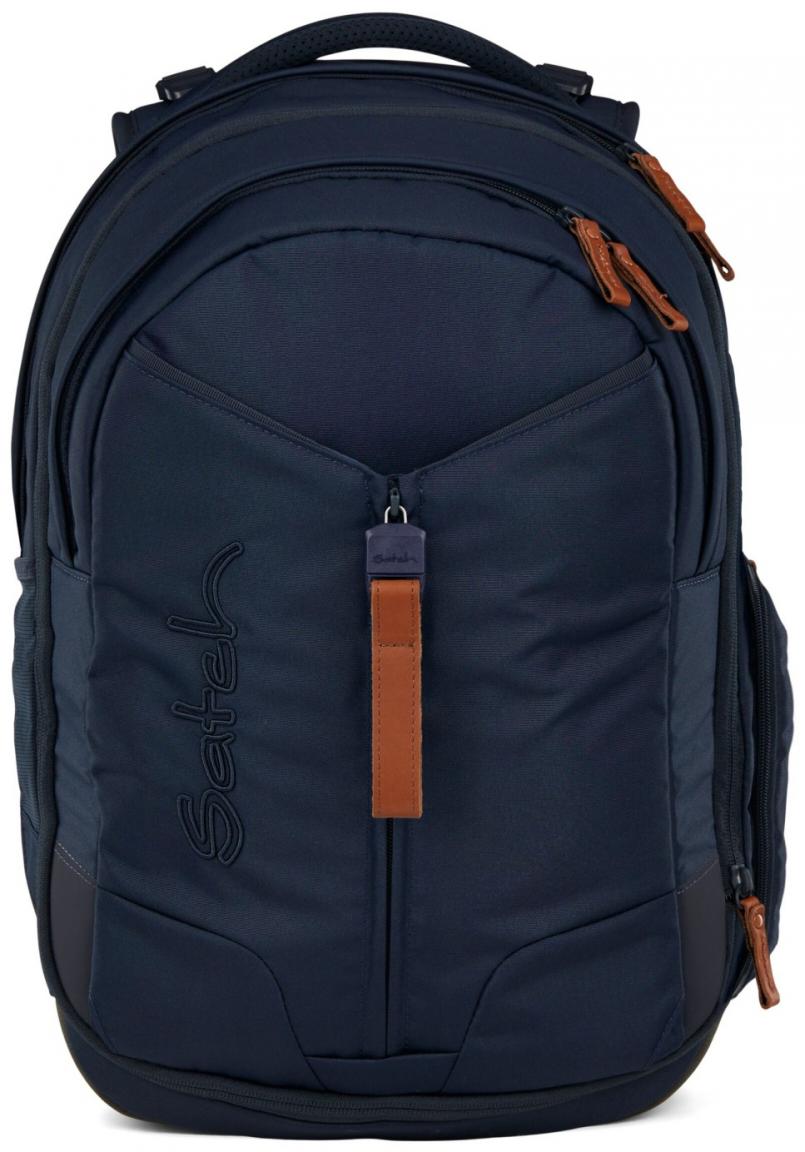 Schultasche Satch Match Nordic Blue dunkelblau Lederdetails