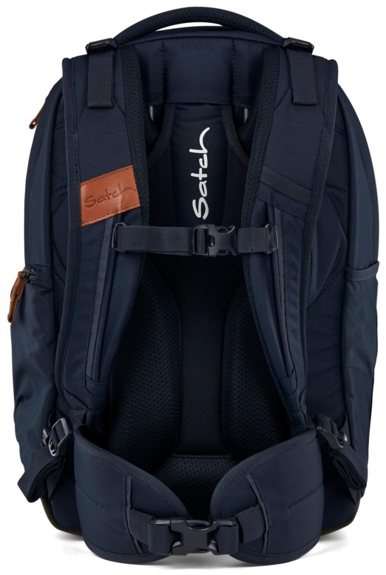 Schultasche Satch Match Nordic Blue dunkelblau Lederdetails
