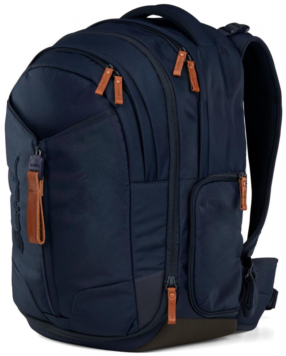 Schultasche Satch Match Nordic Blue dunkelblau Lederdetails