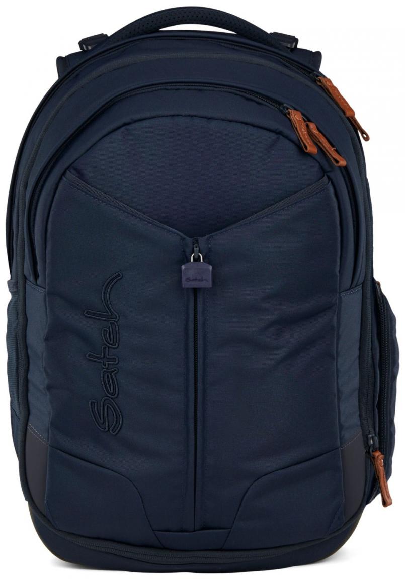 Schultasche Satch Match Nordic Blue dunkelblau Lederdetails