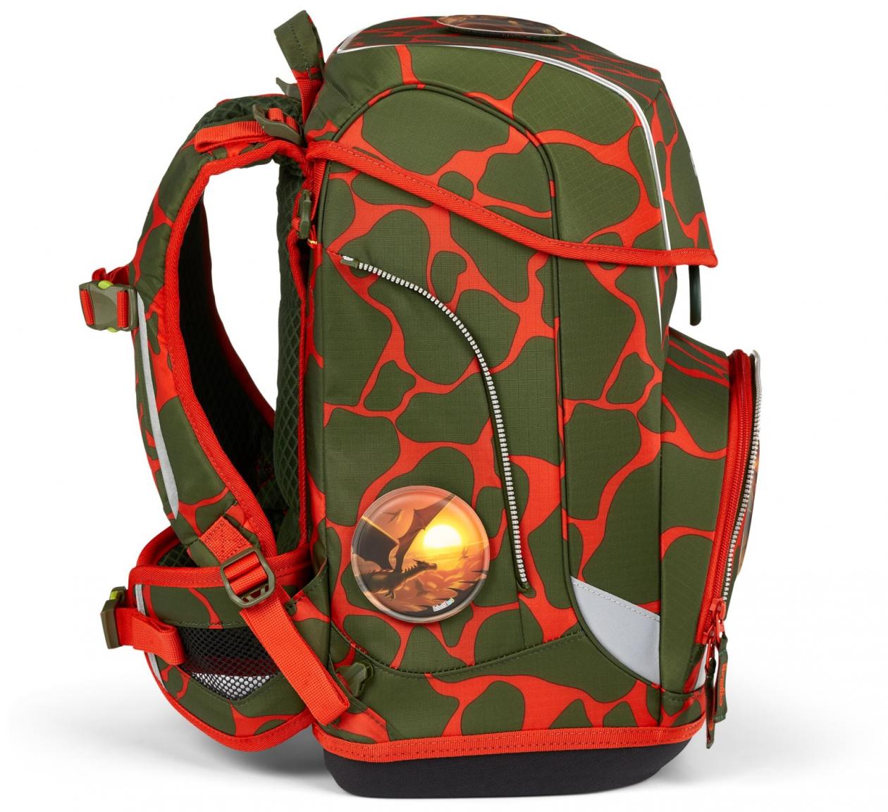 Schultaschenset Ergobag Cubo Light FeuerspeiBär mit Seitentaschen Drachen