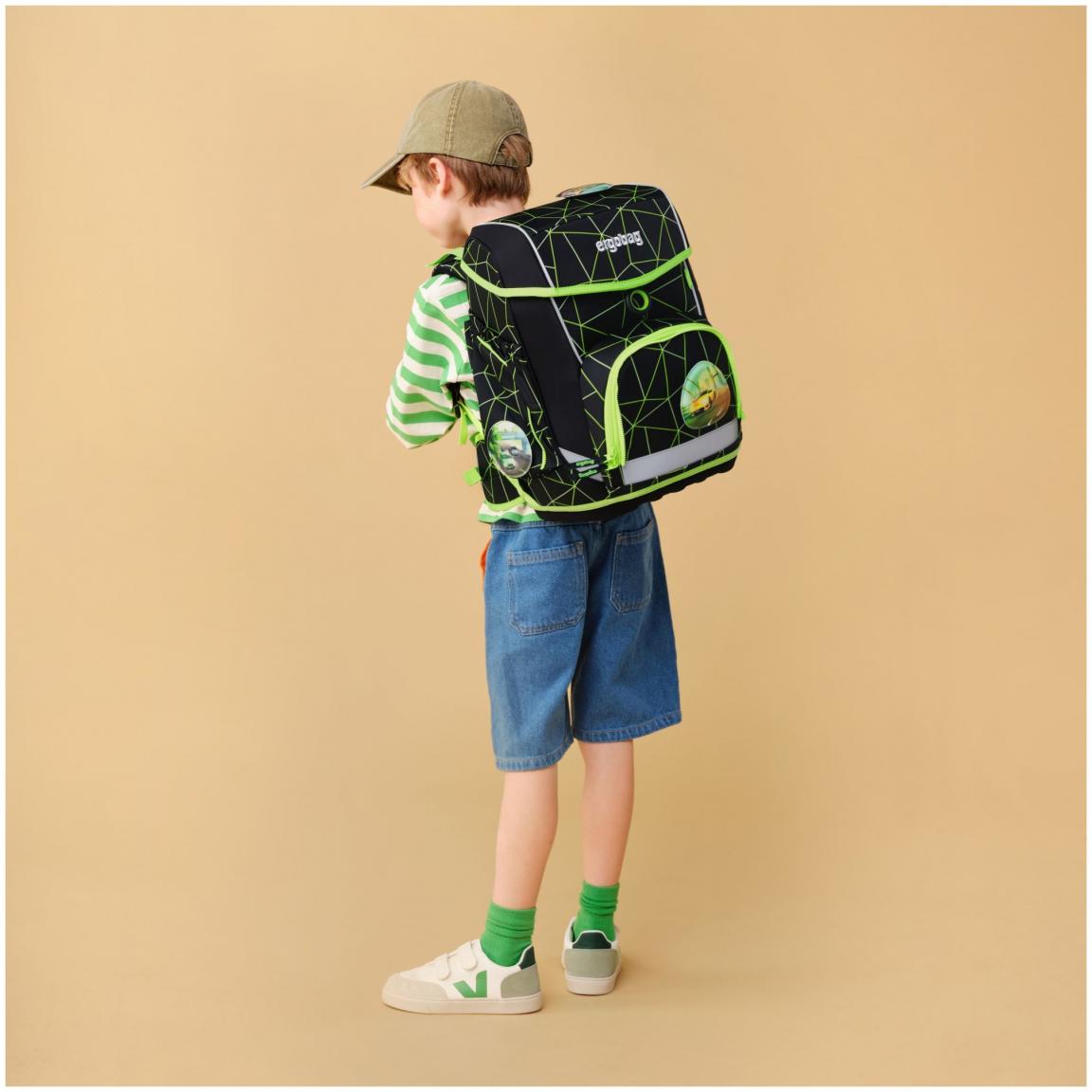 Schultaschenset ergobag cubo CyBär Rade Autos schwarz grün