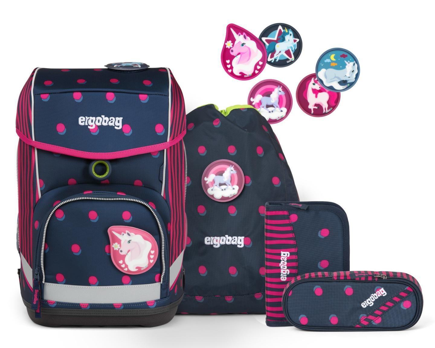 Schultaschenset ergobag cubo Schubi DuBär blau pink Federmappe Sportbeutel Einhörner