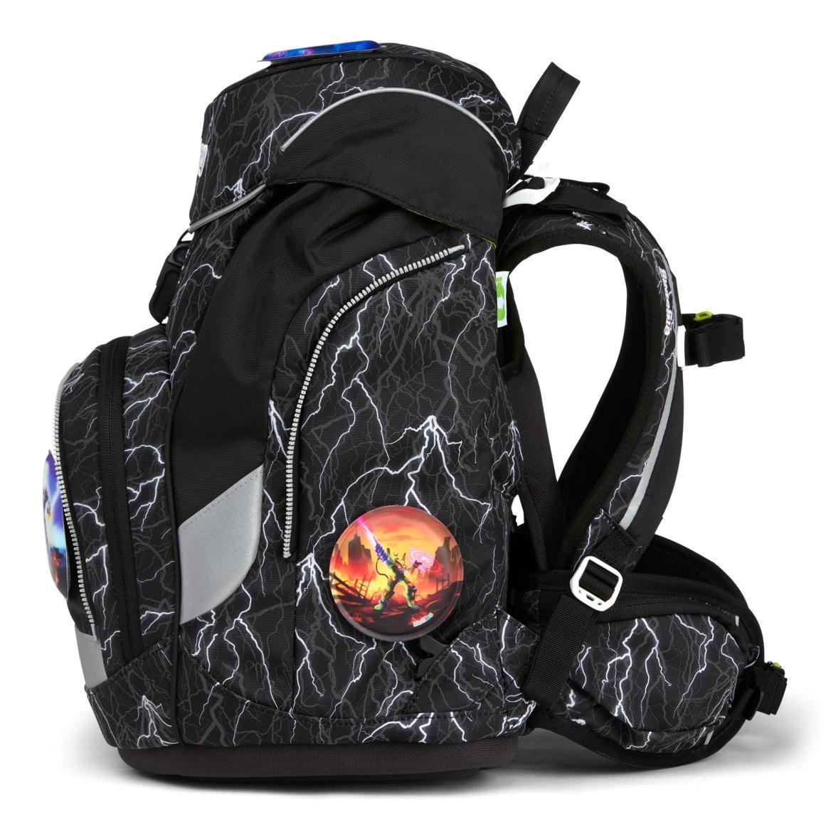 Schultaschenset ergobag pack schwarz grau Blitze Super ReflektBär Reflex Edition