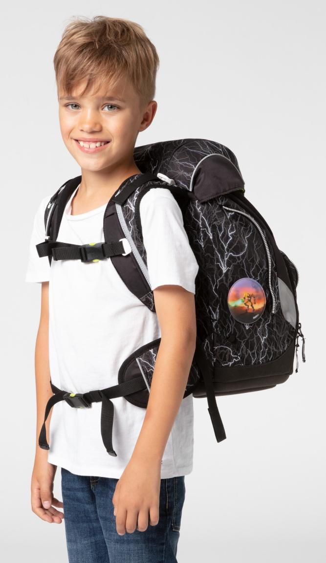 Schultaschenset ergobag pack schwarz grau Blitze Super ReflektBär Reflex Edition