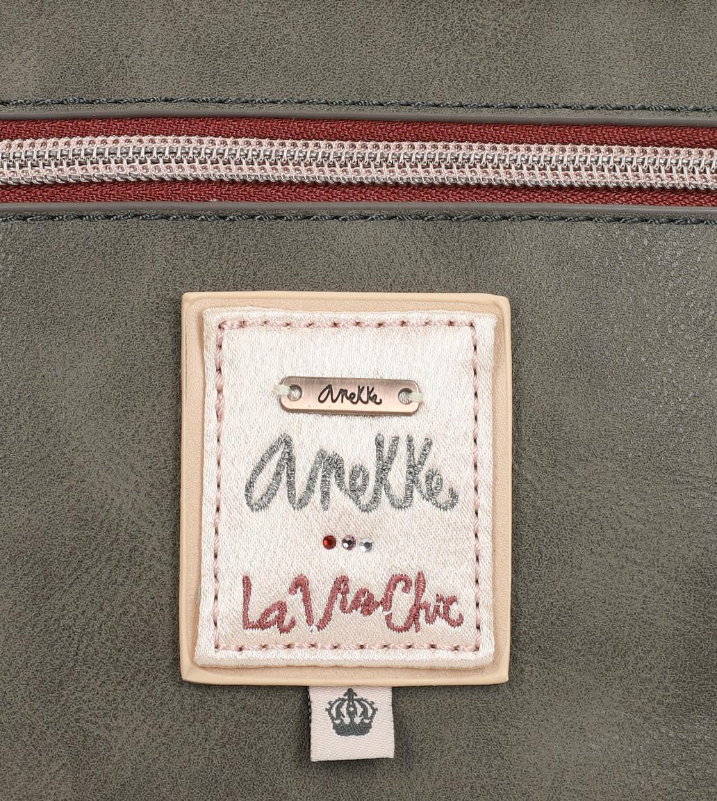Schultertasche Anekke Couture Paris Samtstoff Beige Glitzer