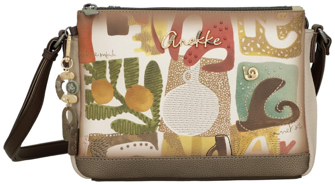 Schultertasche Anekke Muse Amphora bestickt farbenfroh dreigeteilt