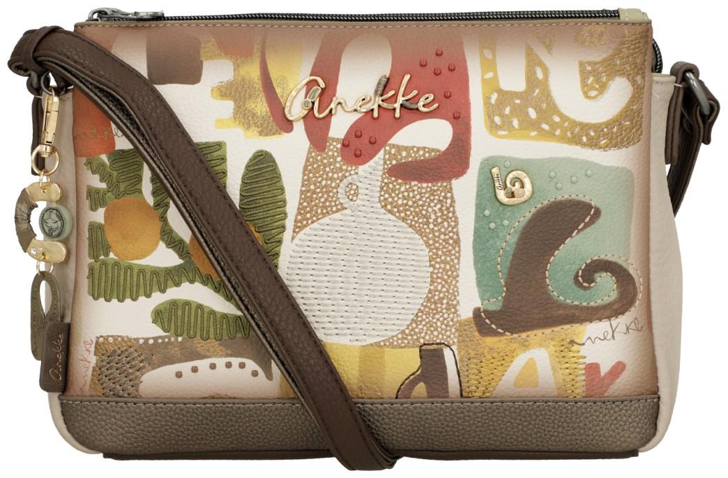 Schultertasche Anekke Muse Amphora bestickt farbenfroh dreigeteilt