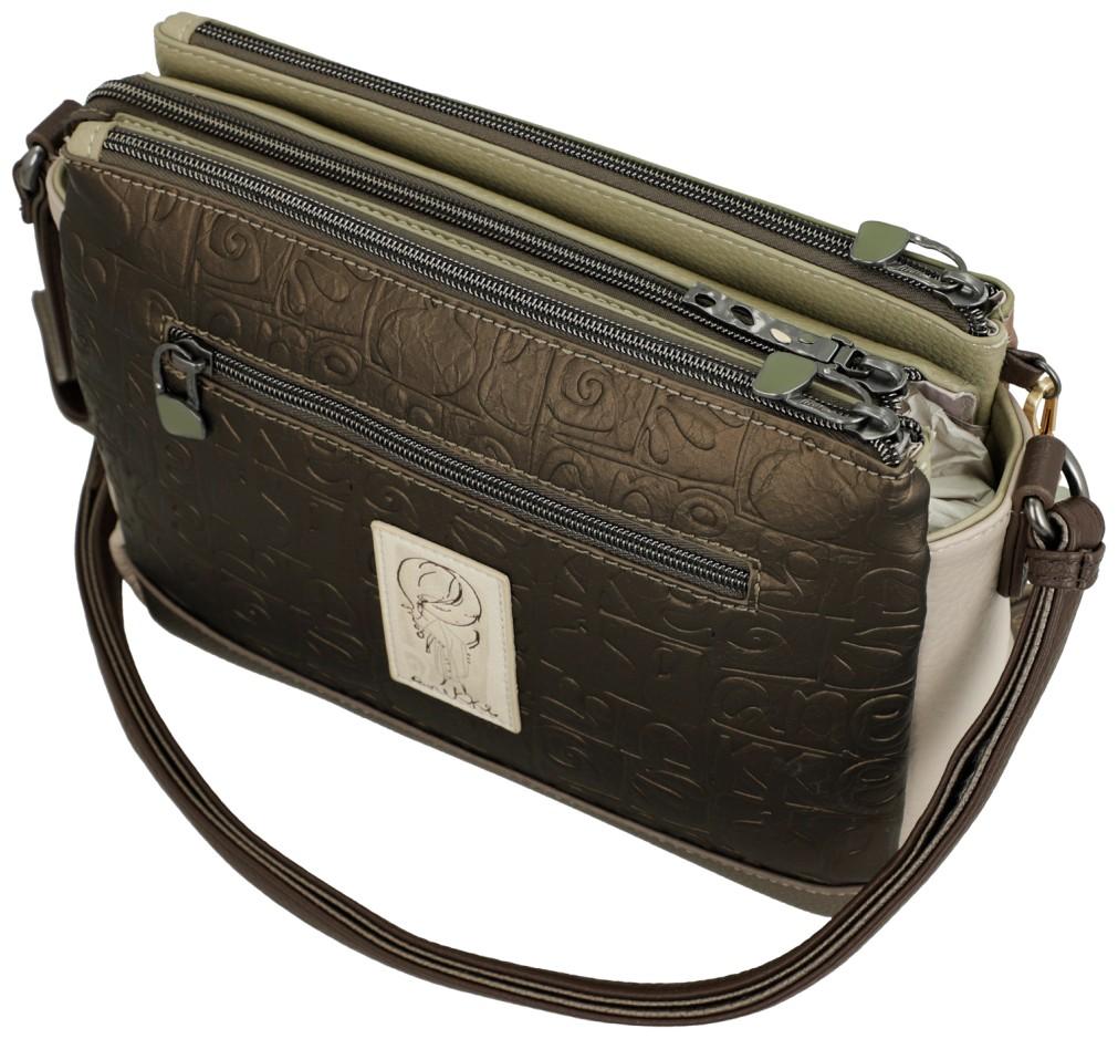 Schultertasche Anekke Muse Amphora bestickt farbenfroh dreigeteilt