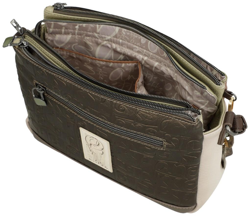 Schultertasche Anekke Muse Amphora bestickt farbenfroh dreigeteilt