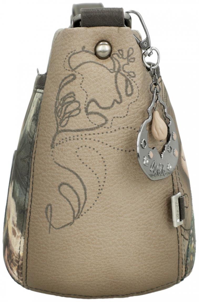 Schultertasche Anekke Real Braunton mit Metalliceffekt