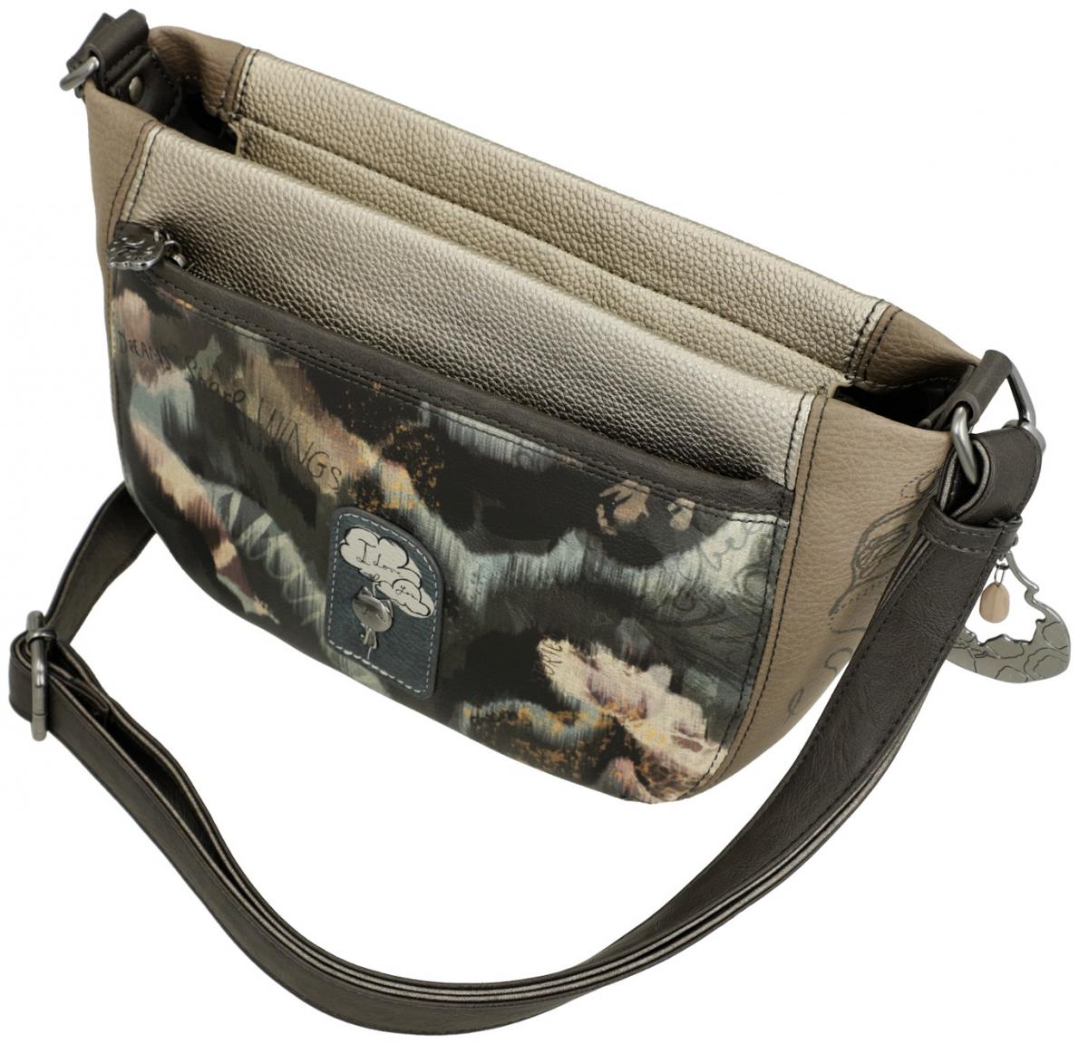 Schultertasche Anekke Real Braunton mit Metalliceffekt