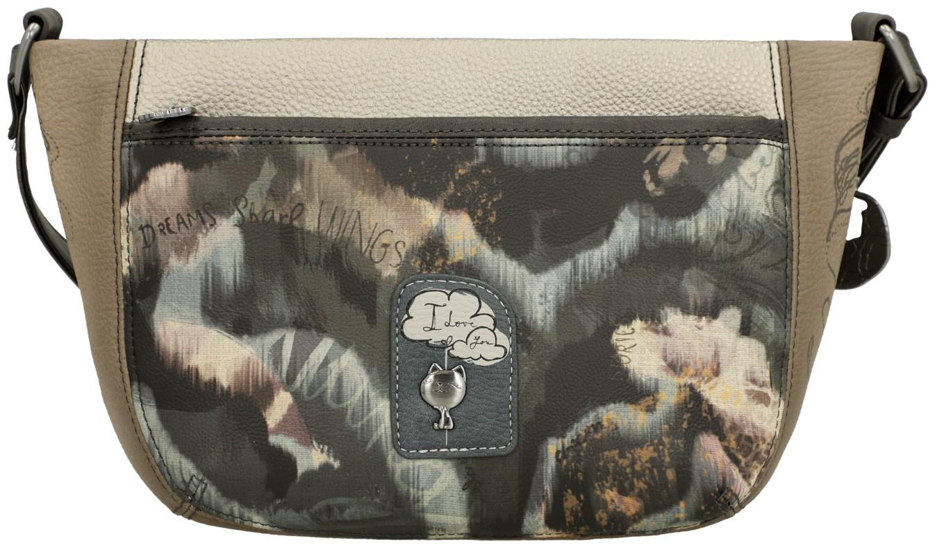 Schultertasche Anekke Real Braunton mit Metalliceffekt