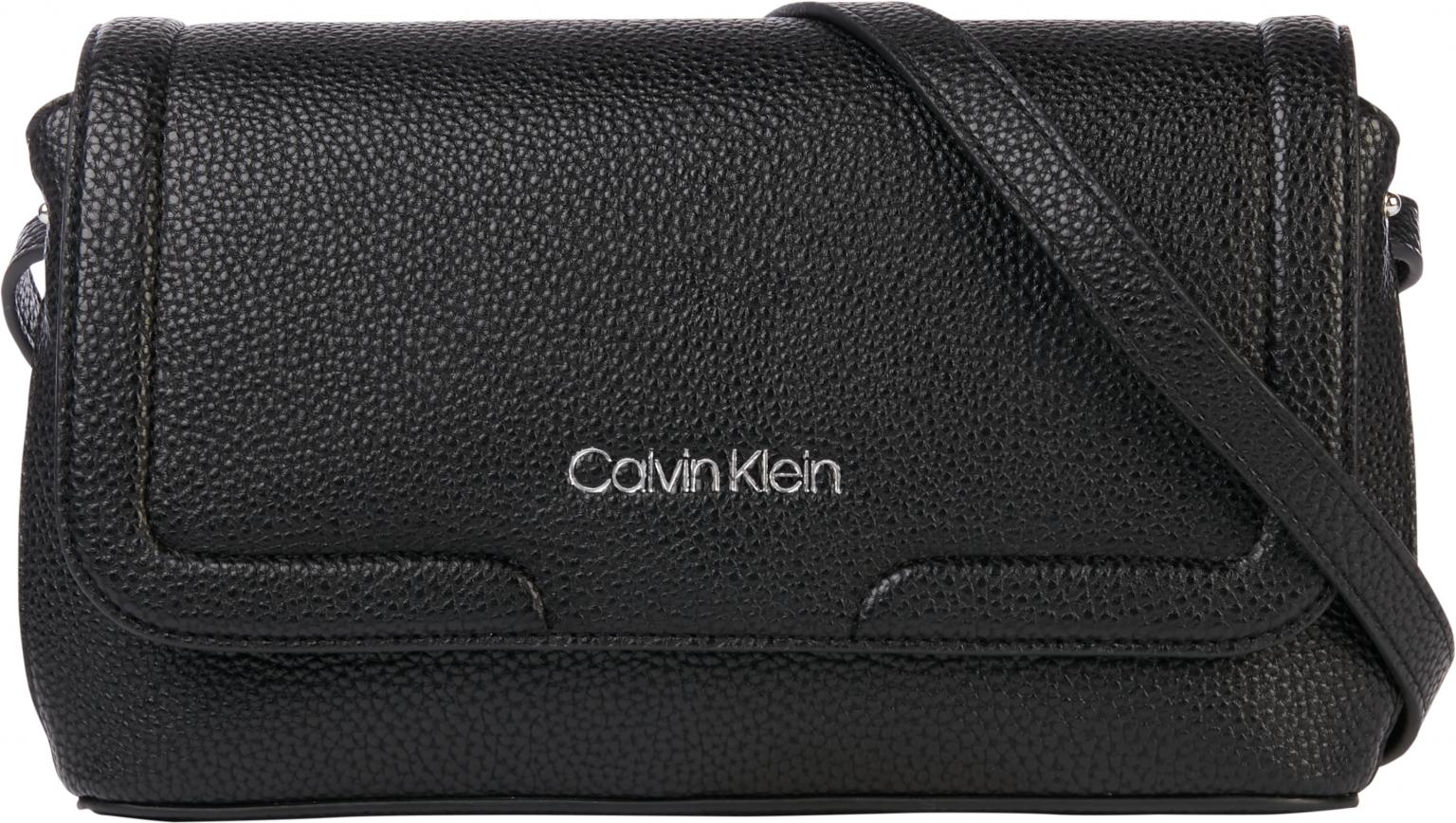 Schultertasche Calvin Klein EW Flap XBody Saffiano Schwarz