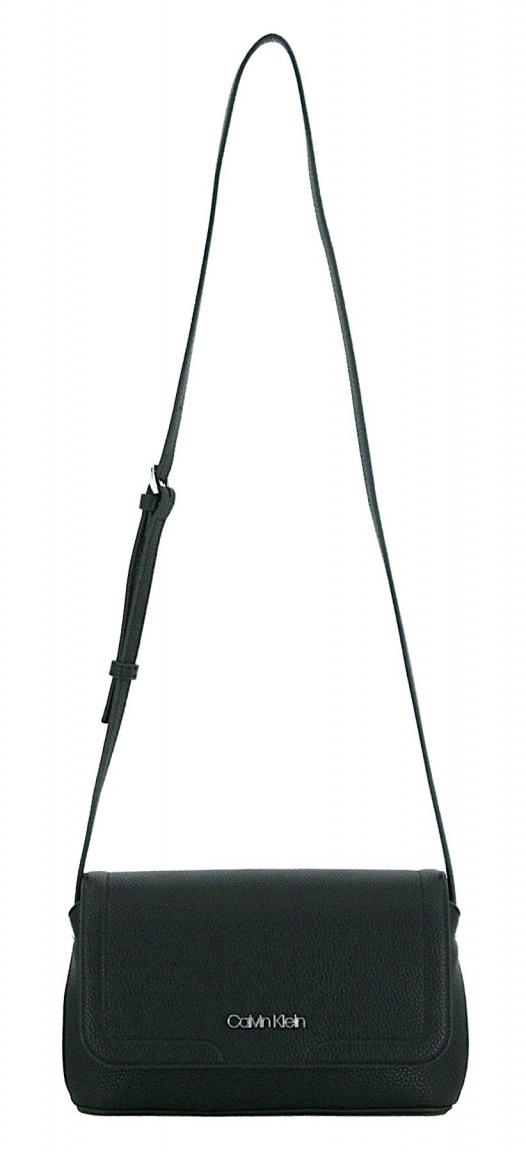 Schultertasche Calvin Klein EW Flap XBody Saffiano Schwarz