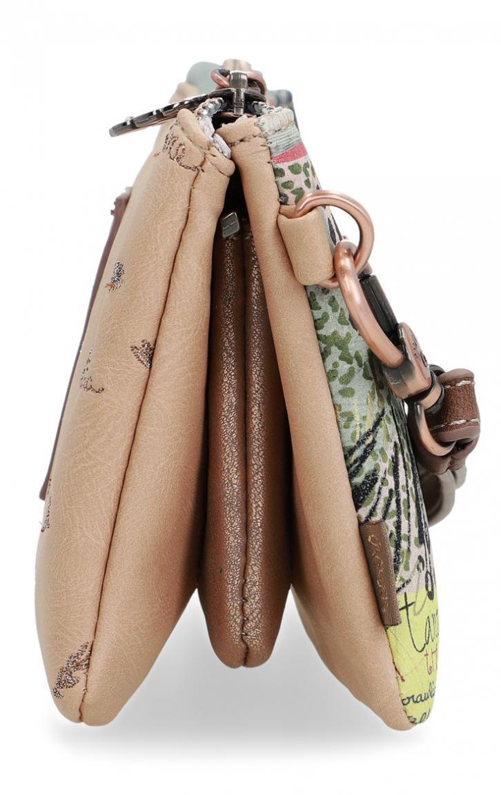 Schultertasche Clutch Anekke Jungle bestickt bunt beige