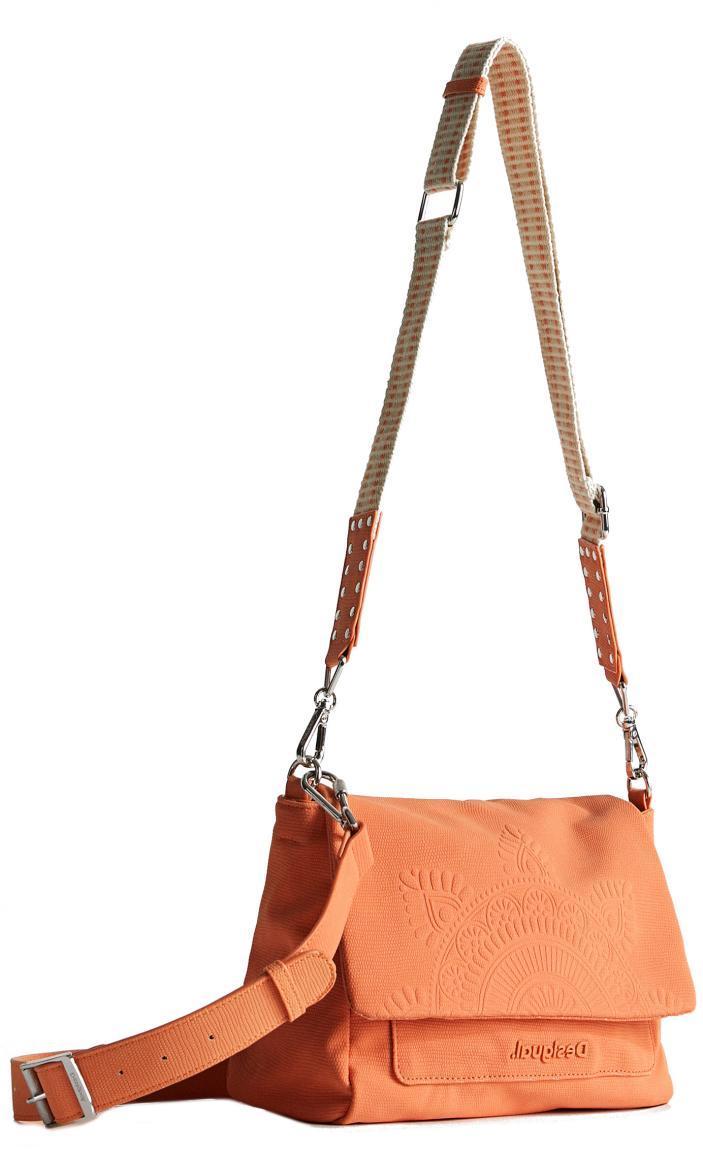 Schultertasche Desigual Copenhague Half Logo Salmon Lachsorange Kordel