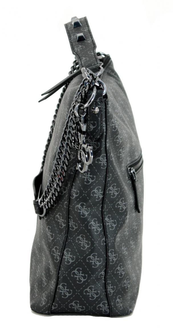 Schultertasche Guess Mia Coal brown Anhänger Nieten braun