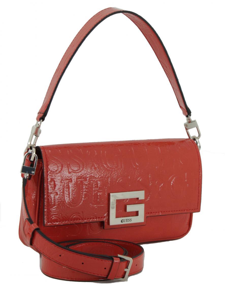 Schultertasche Guess Prägung Lack poppy rot