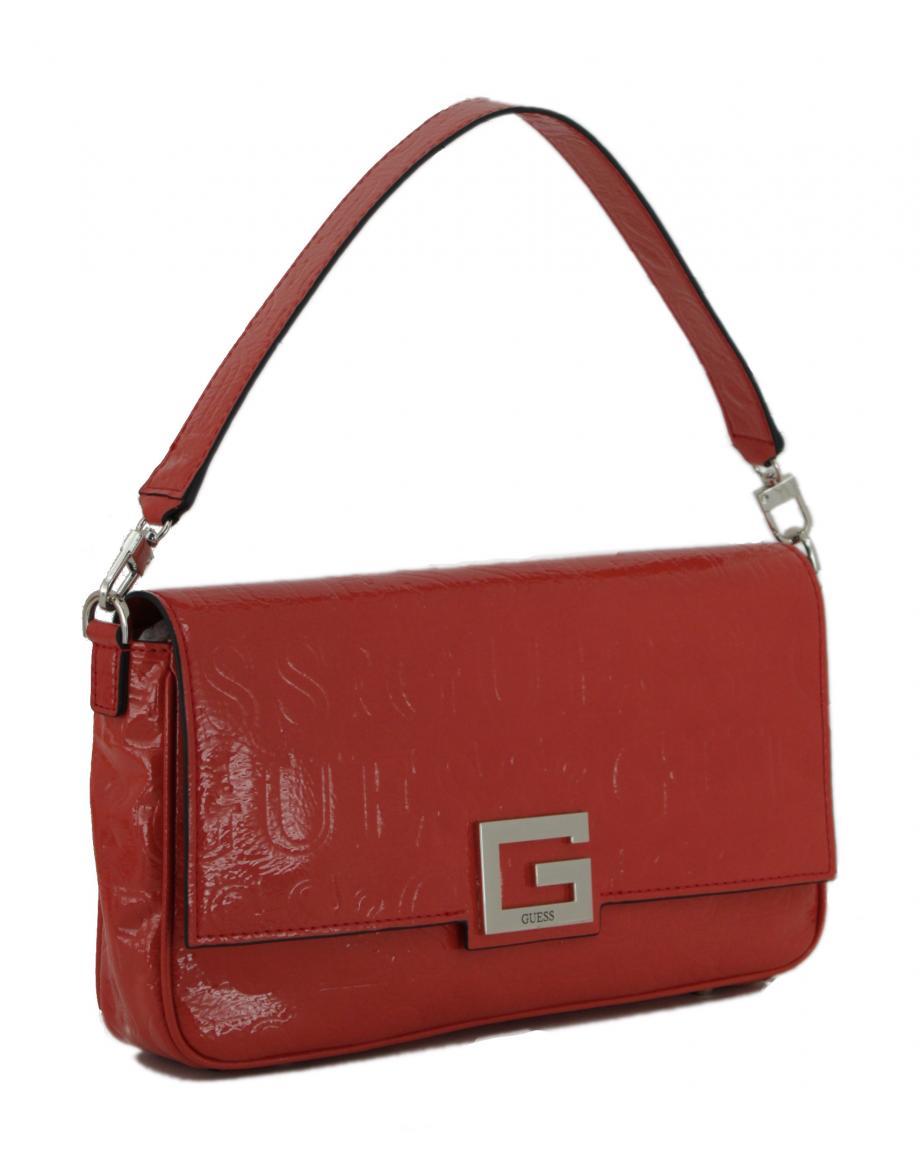 Schultertasche Guess Prägung Lack poppy rot