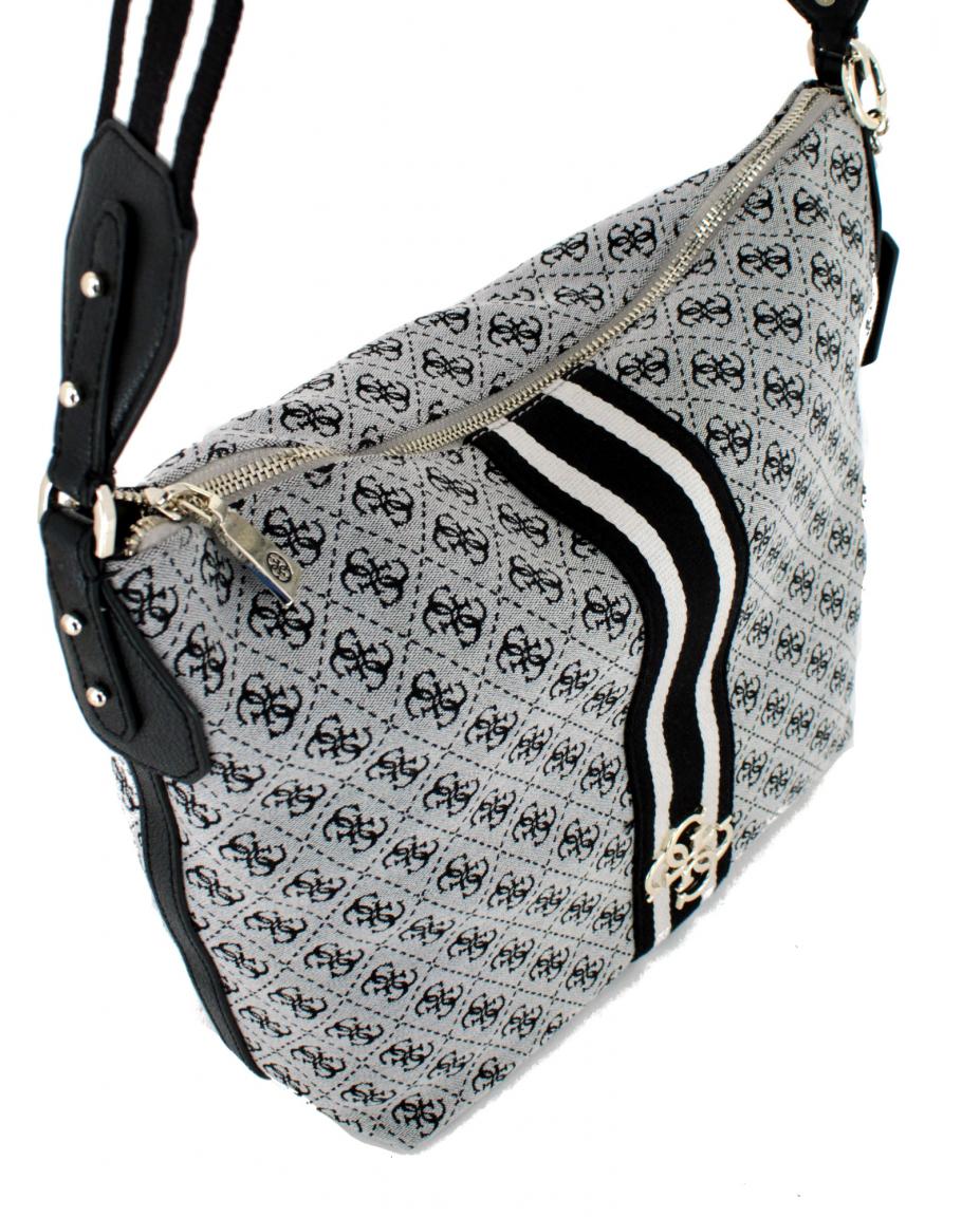 Schultertasche Guess Vintage Hobo braun weiß Streifen