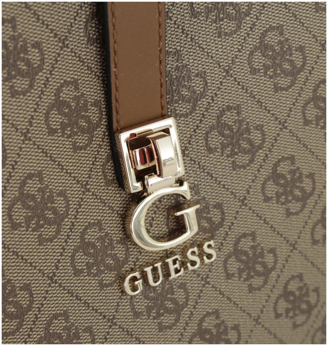 Schultertasche Guess Zamira Hobo Shoulder Bag Latte Logo 4G Alloverprint braun