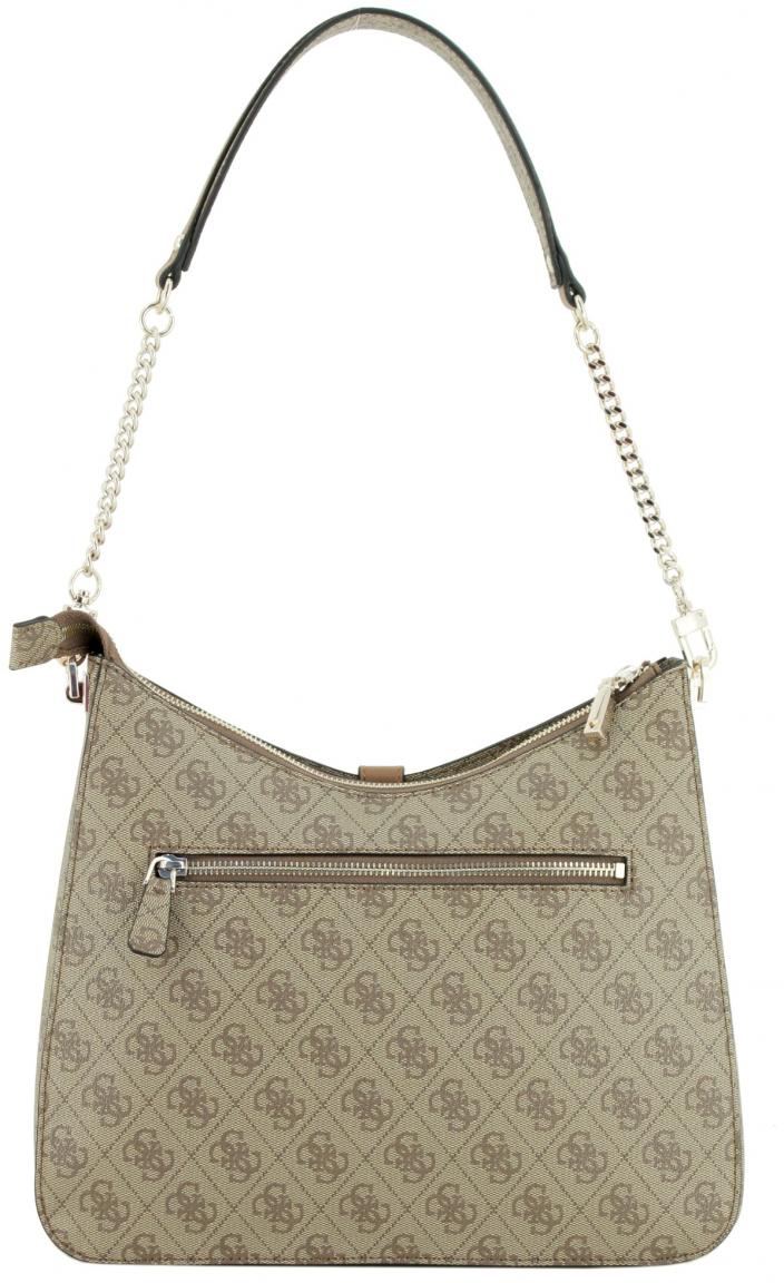 Schultertasche Guess Zamira Hobo Shoulder Bag Latte Logo 4G Alloverprint braun