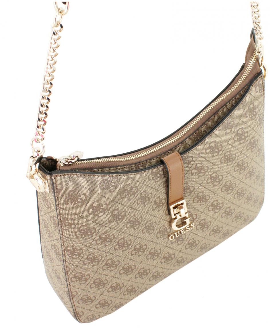 Schultertasche Guess Zamira Hobo Shoulder Bag Latte Logo 4G Alloverprint braun