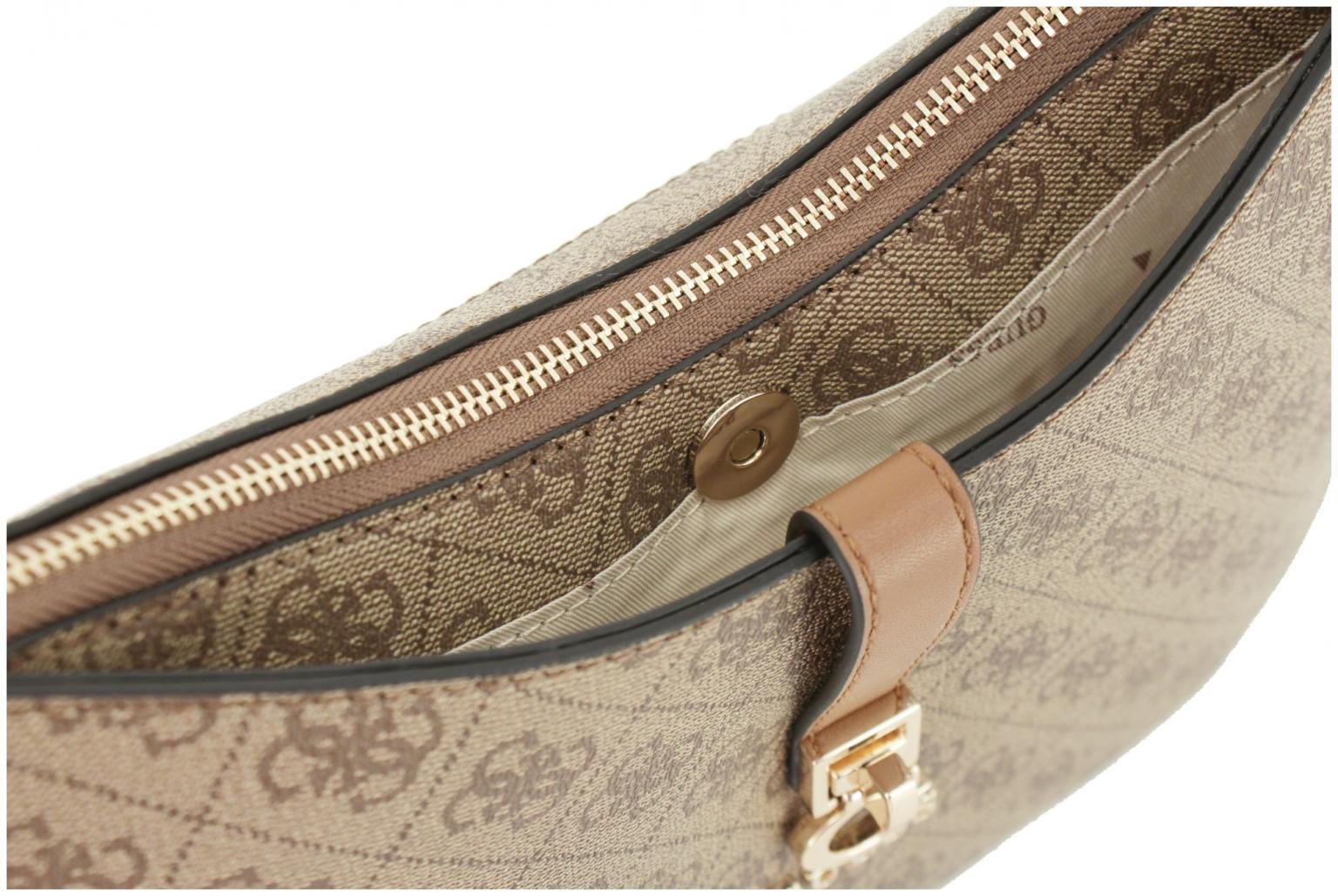Schultertasche Guess Zamira Hobo Shoulder Bag Latte Logo 4G Alloverprint braun