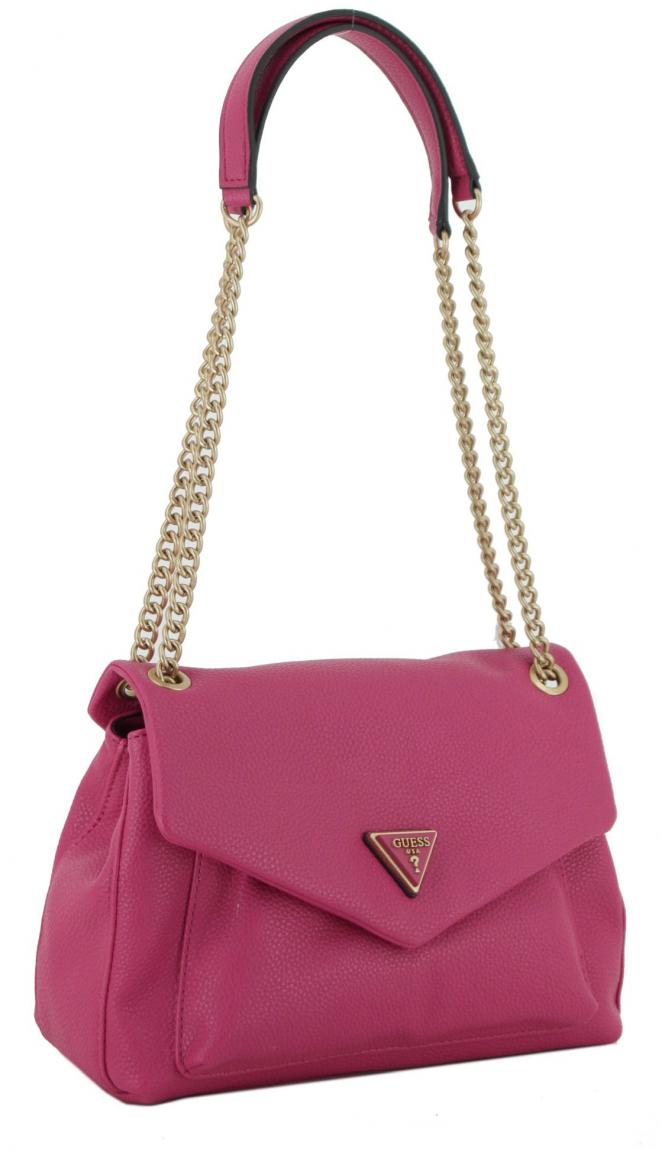 Schultertasche Kettenhenkel Guess Laryn Fuchsia pink Überschlag